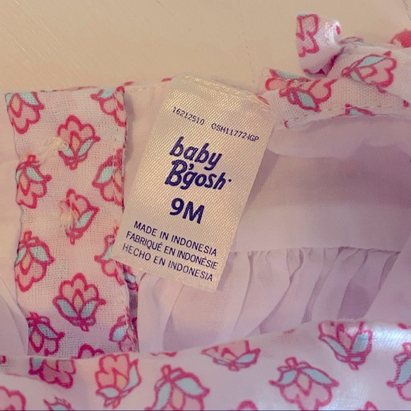 Baby B’gosh floral pink & turquoise dress with tassels on shoulder straps - Picture 7 of 9